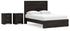 Belachime Queen Panel Bed with 2 Nightstands in Charcoal - PKG018401