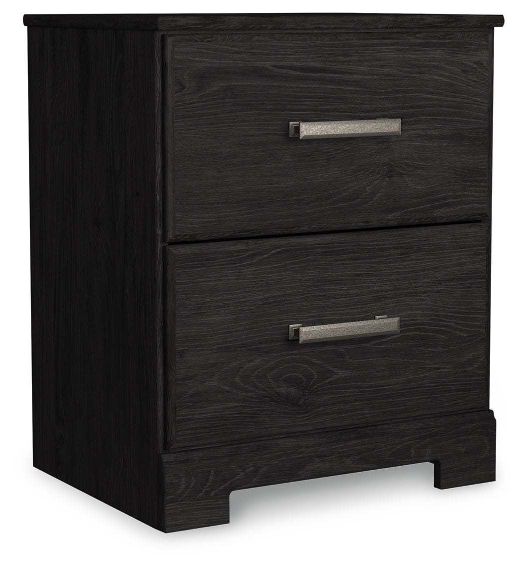 Belachime Twin Panel Bed with Mirrored Dresser, Chest and 2 Nightstands in Charcoal - PKG015999