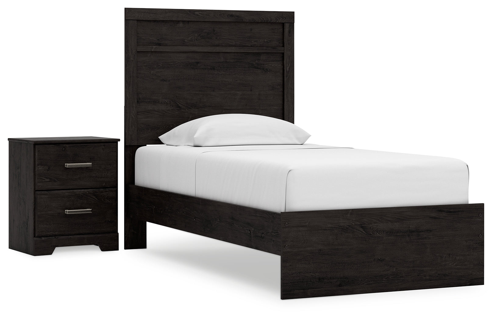 Belachime Twin Panel Bed with Nightstand in Charcoal - PKG018421