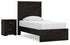Belachime Twin Panel Bed with Nightstand in Charcoal - PKG018421