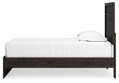 Belachime Twin Panel Bed with Nightstand in Charcoal - PKG018421