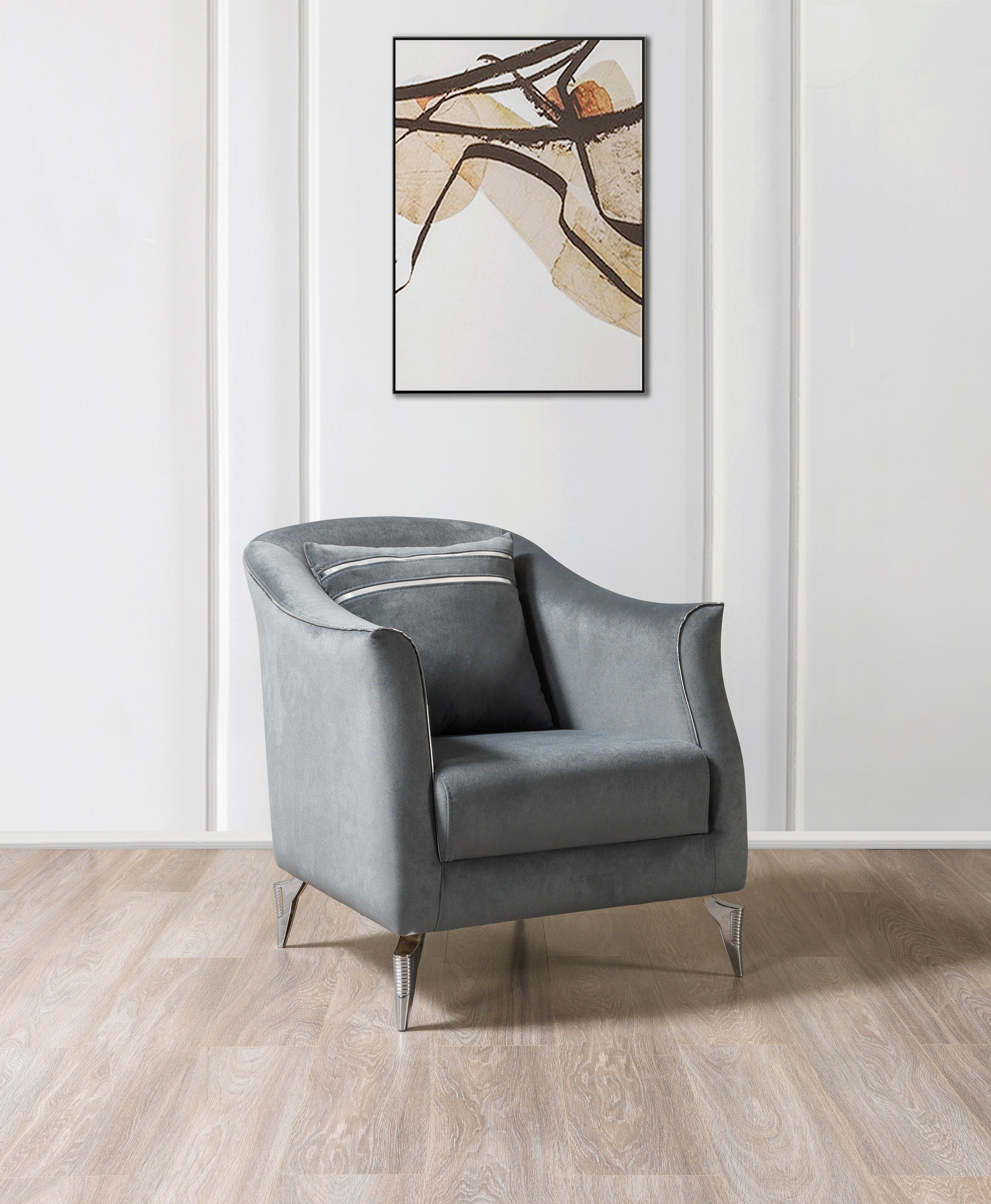 Belinda Gray Velvet Chair [ETA: 1/15] - BELINDAGRAY-CHAIR