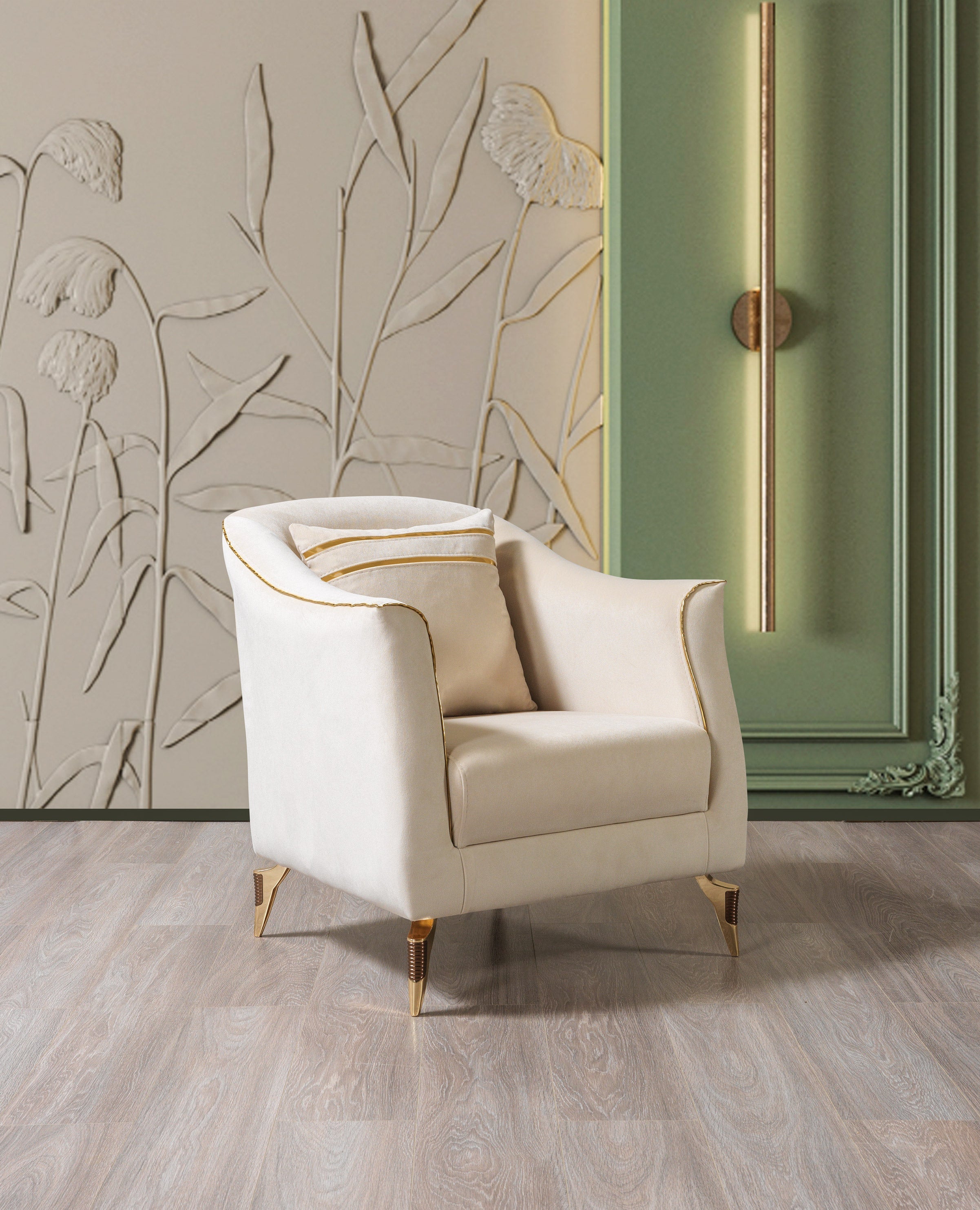 Belinda Ivory Velvet Chair [ETA: 1/15] - BELINDAIVORY-CHAIR