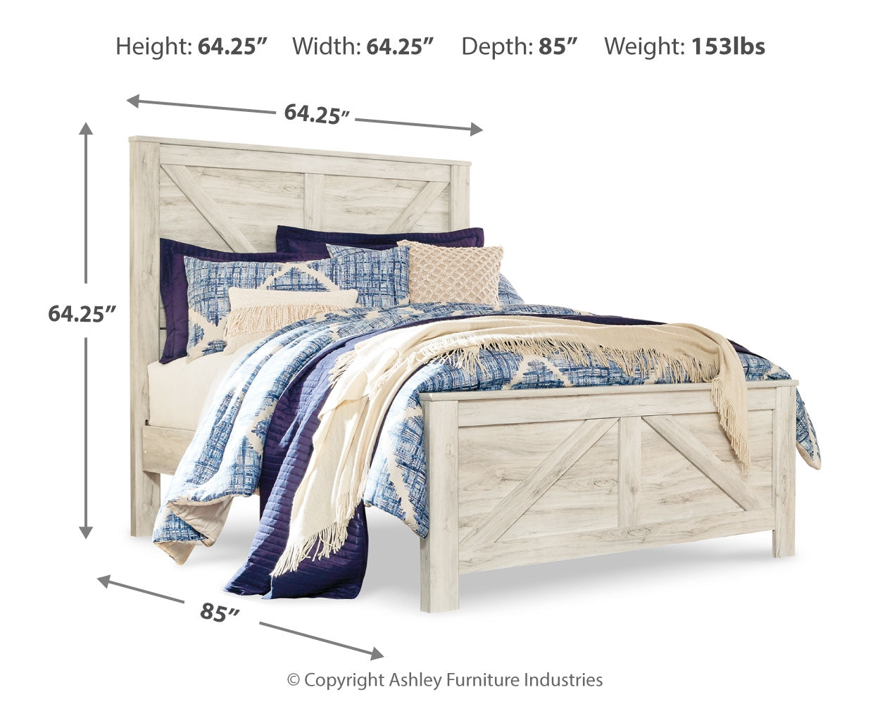 Bellaby Queen Crossbuck Panel Bed, Dresser and Mirror - B331B7