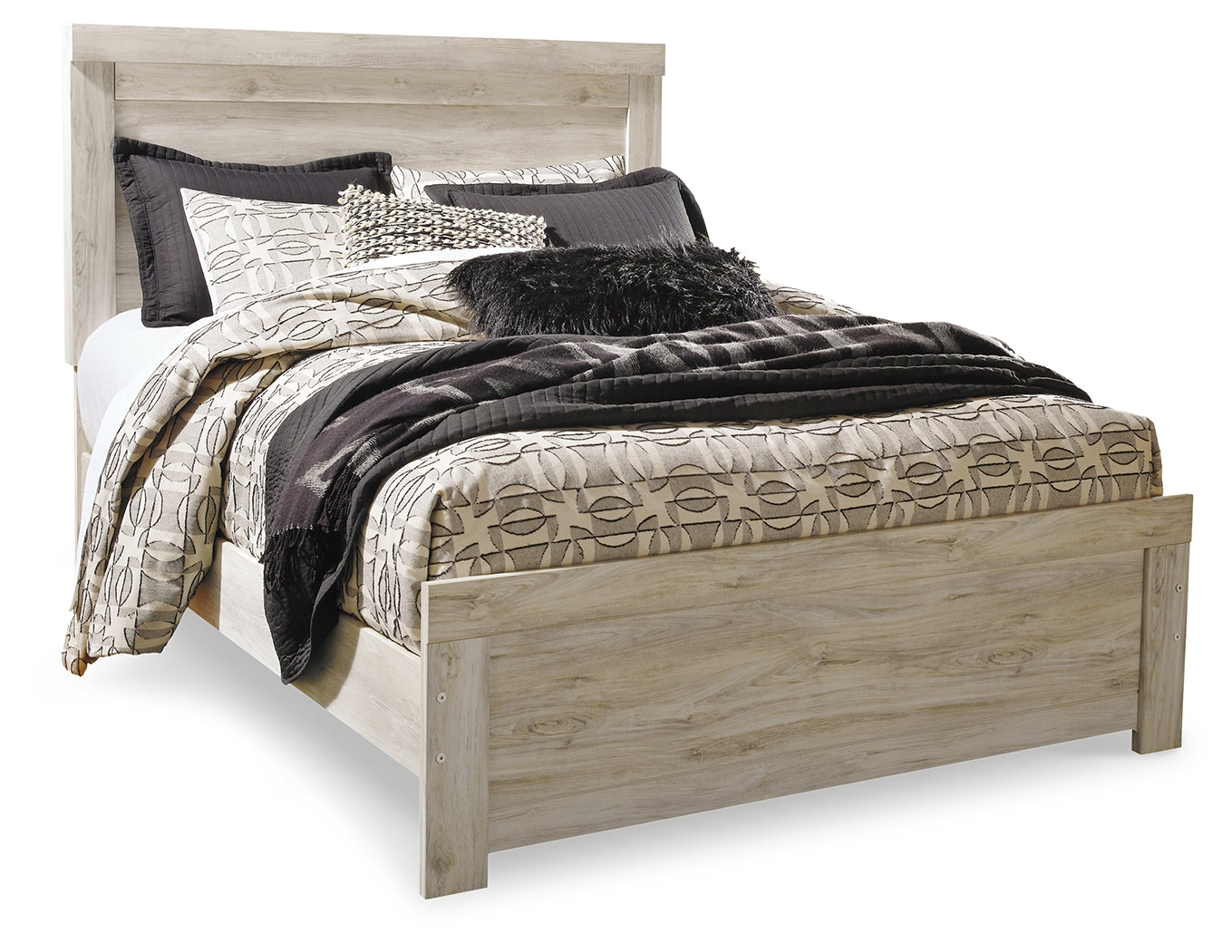 Bellaby Queen Panel Bed with Dresser and Nightstand in Whitewash from Ashley - Luna Furniture