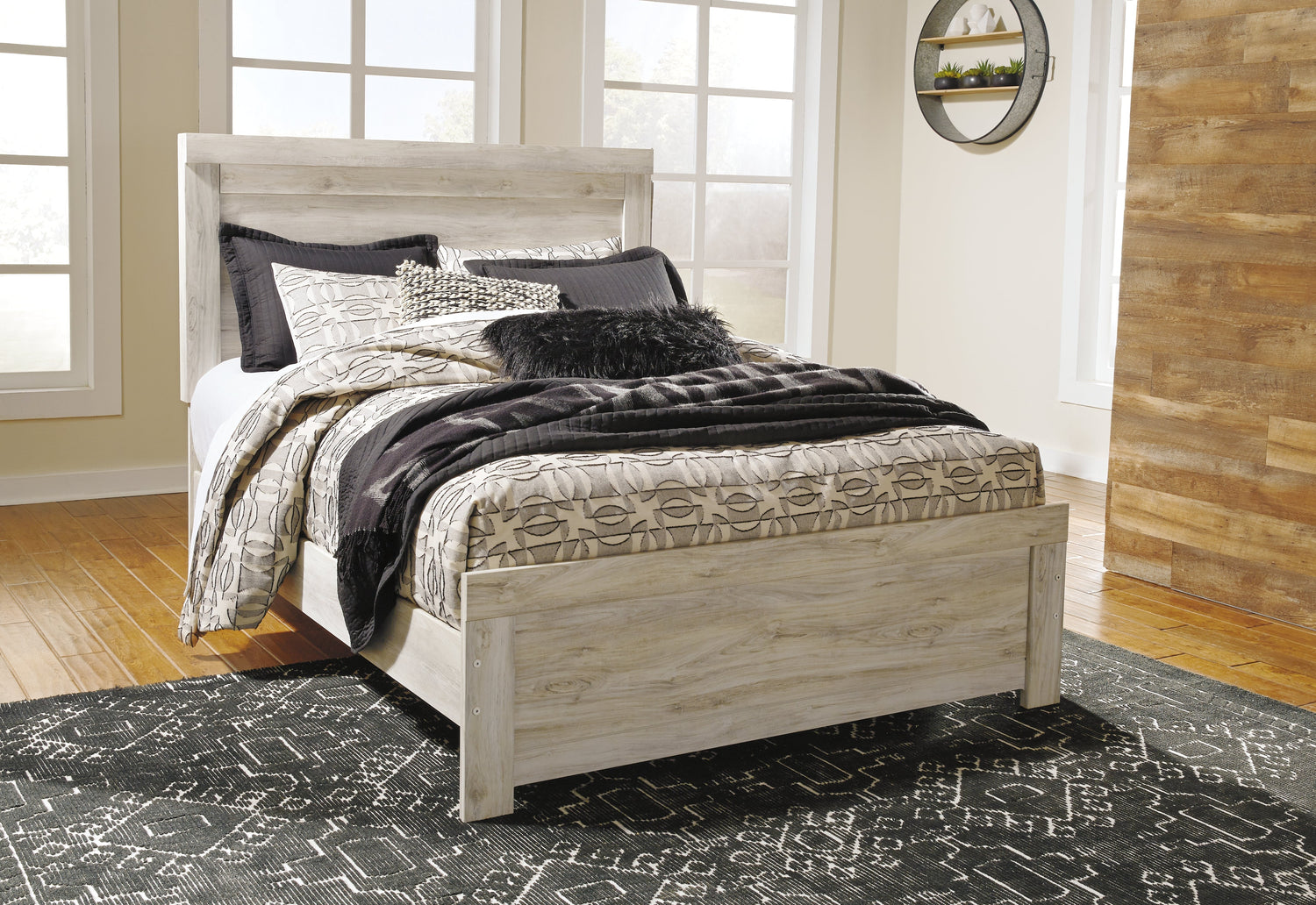 Bellaby Queen Panel Bed with Dresser and Nightstand in Whitewash from Ashley - Luna Furniture