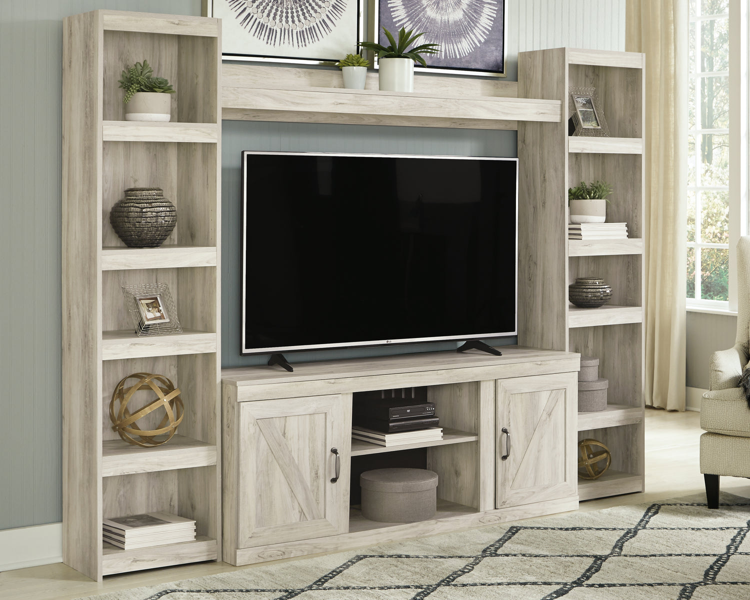 Bellaby Whitewash 4-Piece Entertainment Center - EW0331W6