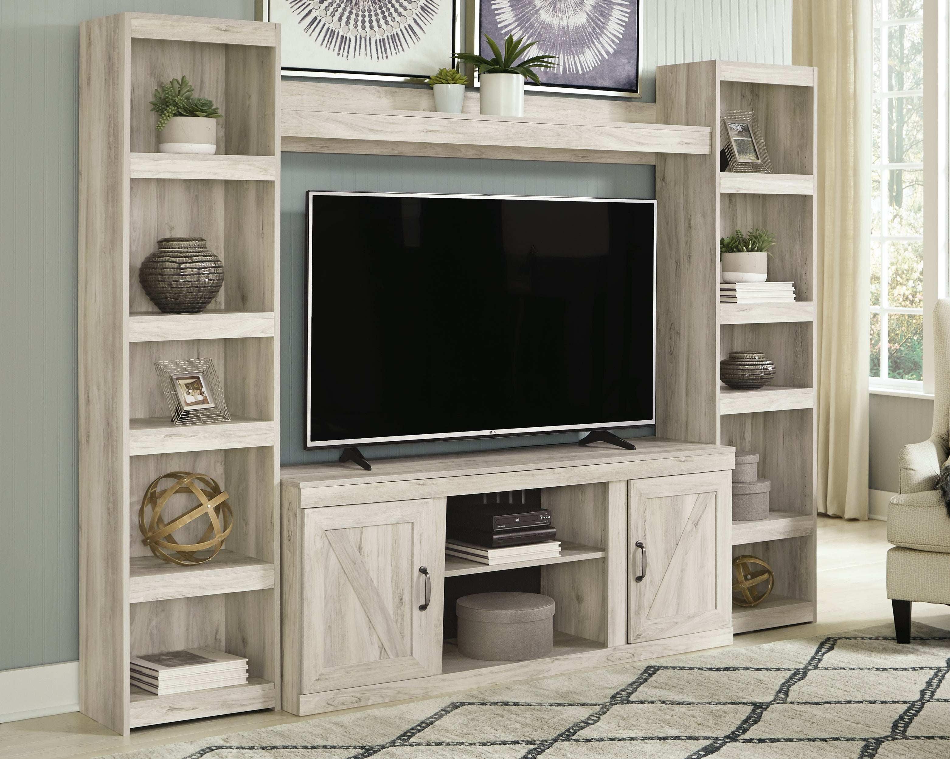 Bellaby Whitewash 4-Piece Entertainment Center - EW0331W6