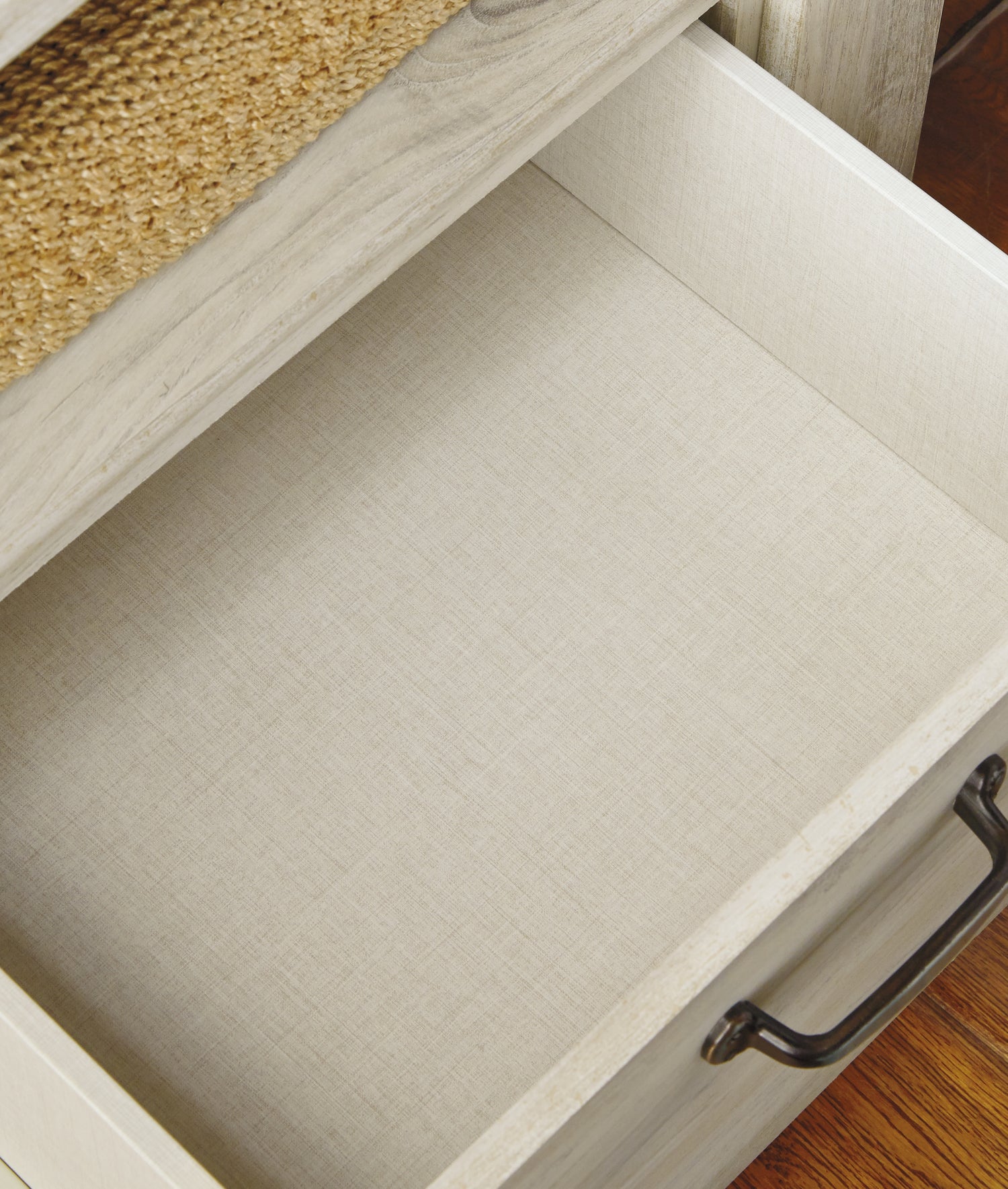Bellaby Whitewash King Panel Storage Bed, Dresser, Mirror and 2 Nightstands - B331B19