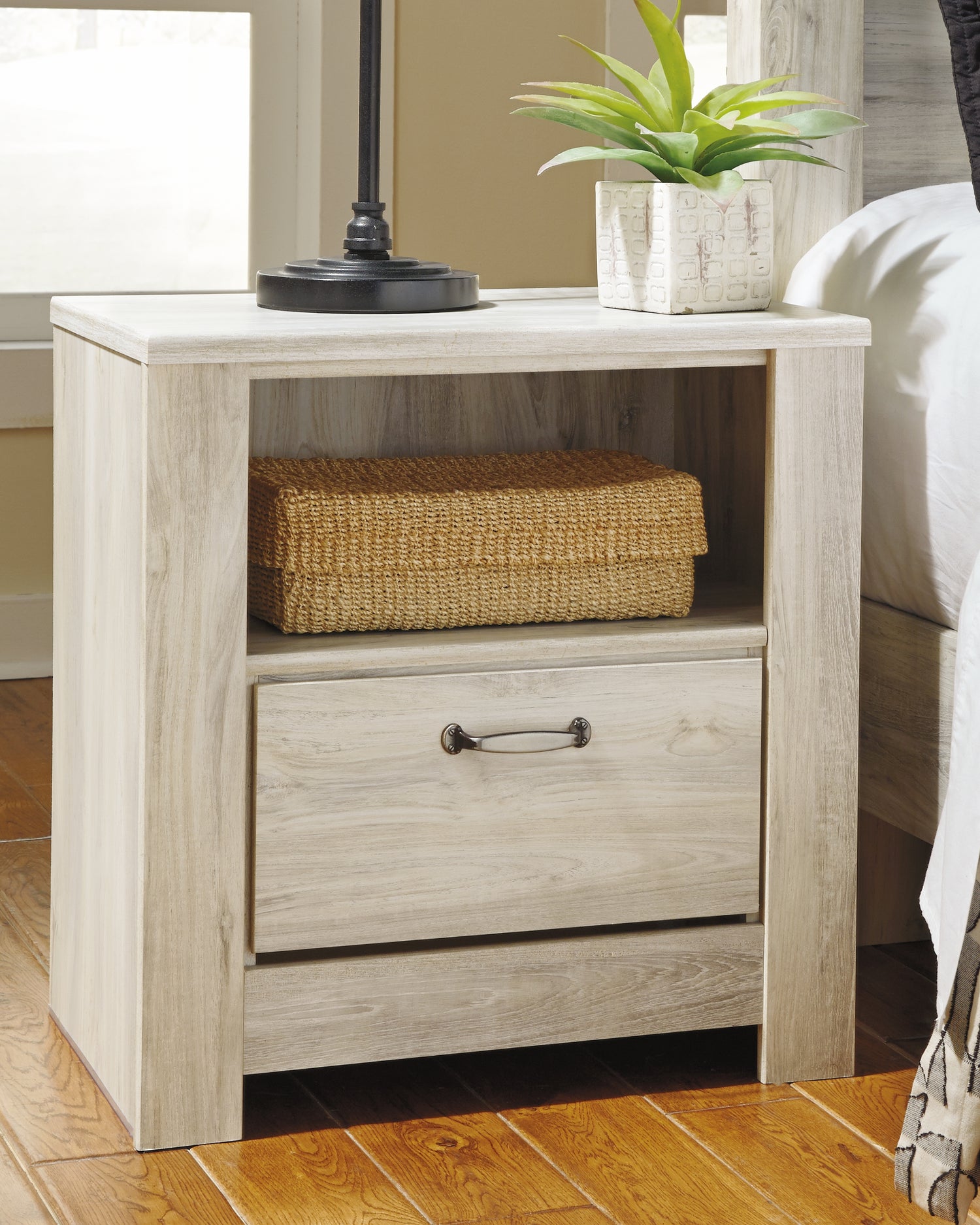 Bellaby Whitewash King Storage Bed, Dresser, Mirror, Chest and 2 Nightstands - B331B20
