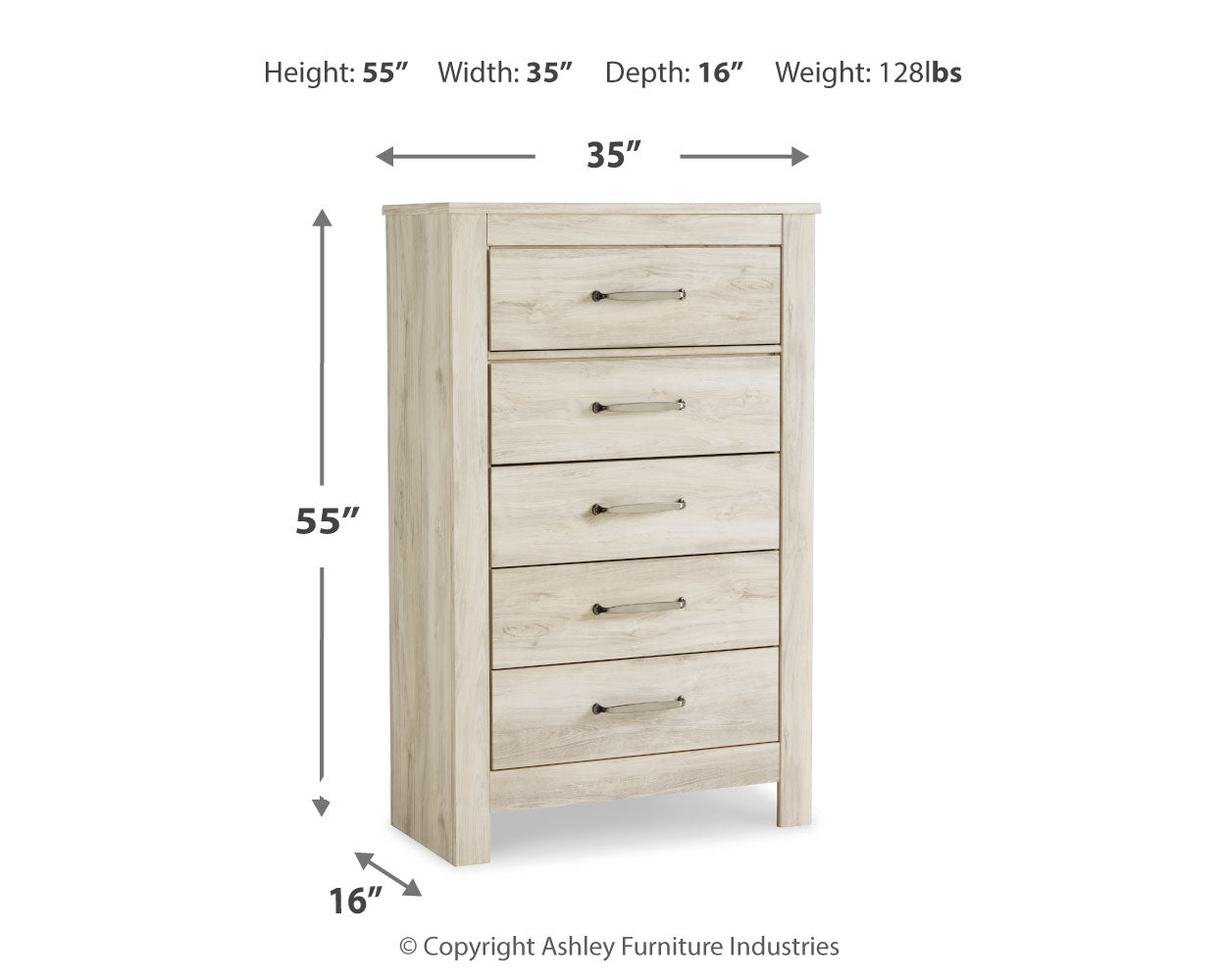 Bellaby Whitewash King Storage Bed, Dresser, Mirror, Chest and 2 Nightstands - B331B20