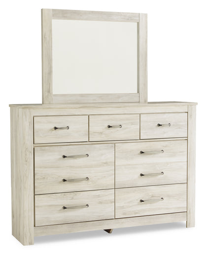 Bellaby Whitewash Queen Crossbuck Panel Bed, Dresser, Mirror and 2 Nightstands - B331B13