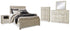 Bellaby Whitewash Queen Panel Bed, Dresser, Mirror, Chest and 2 Nightstands - B331B21