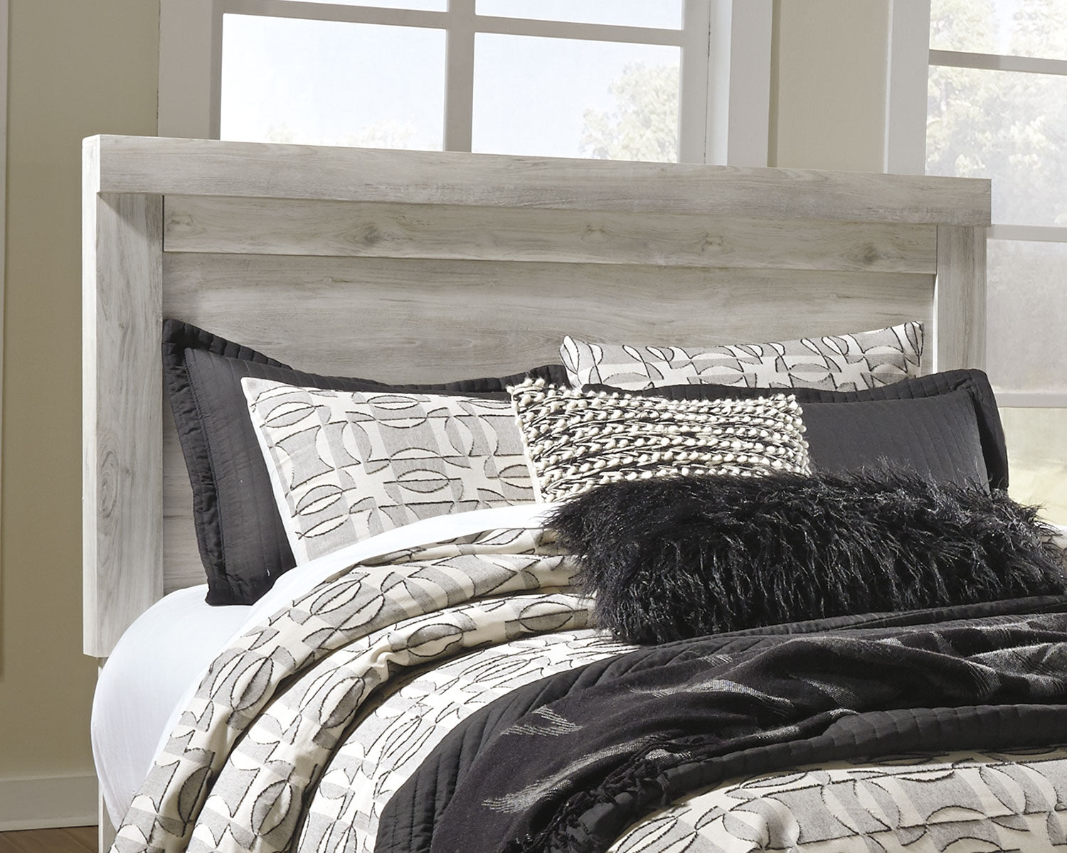 Bellaby Whitewash Queen Panel Bed, Dresser, Mirror, Chest and 2 Nightstands - B331B21