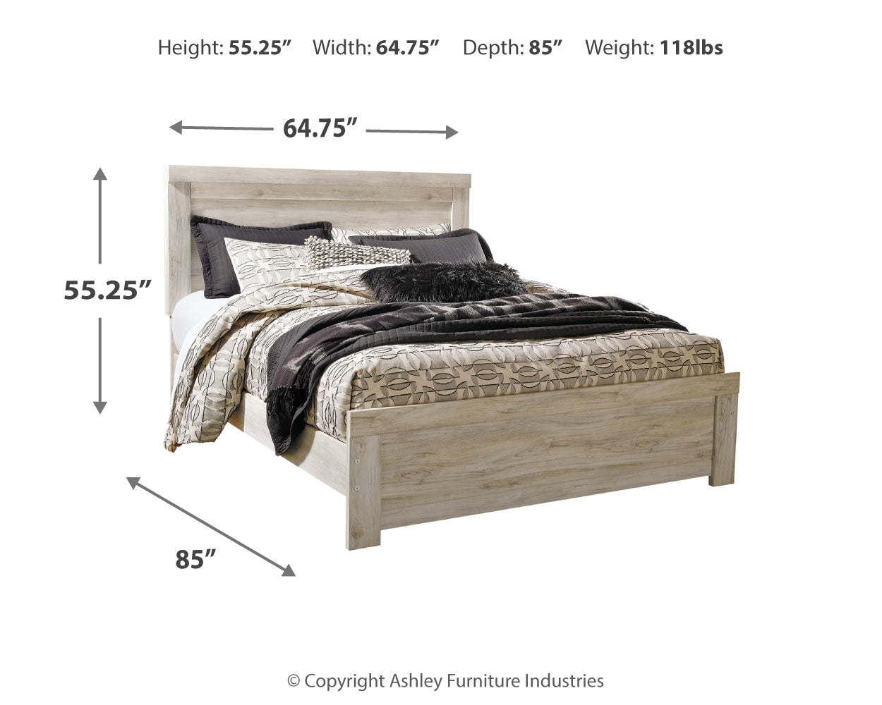 Bellaby Whitewash Queen Panel Bed, Dresser, Mirror, Chest and 2 Nightstands - B331B21
