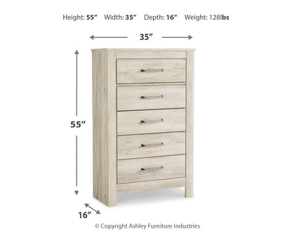 Bellaby Whitewash Queen Panel Bed, Dresser, Mirror, Chest and 2 Nightstands - B331B21