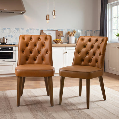Belmont Cognac Vegan Leather Dining Chair - Set Of 2 - DCH00404401
