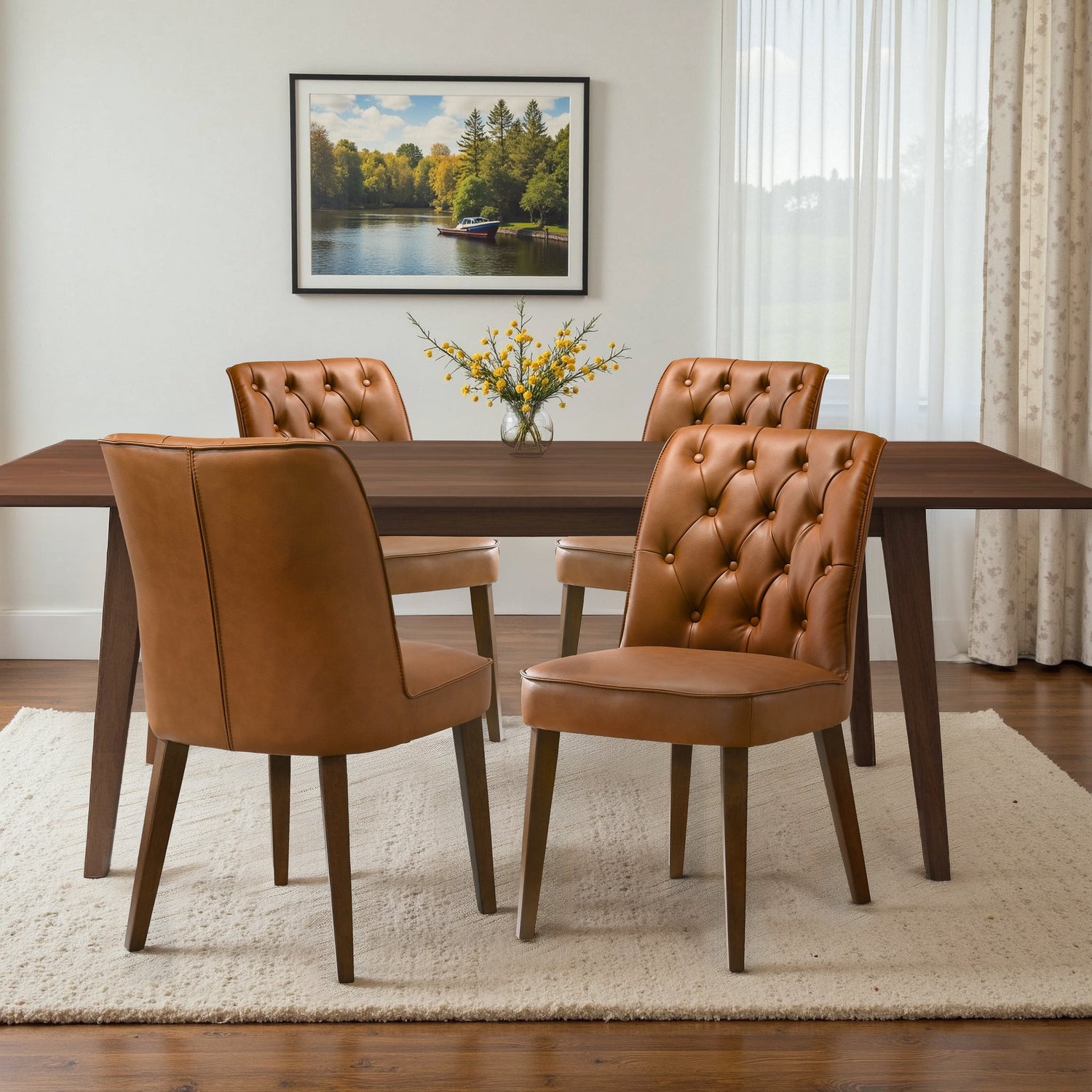 Belmont Cognac Vegan Leather Dining Chair - Set Of 2 - DCH00404401