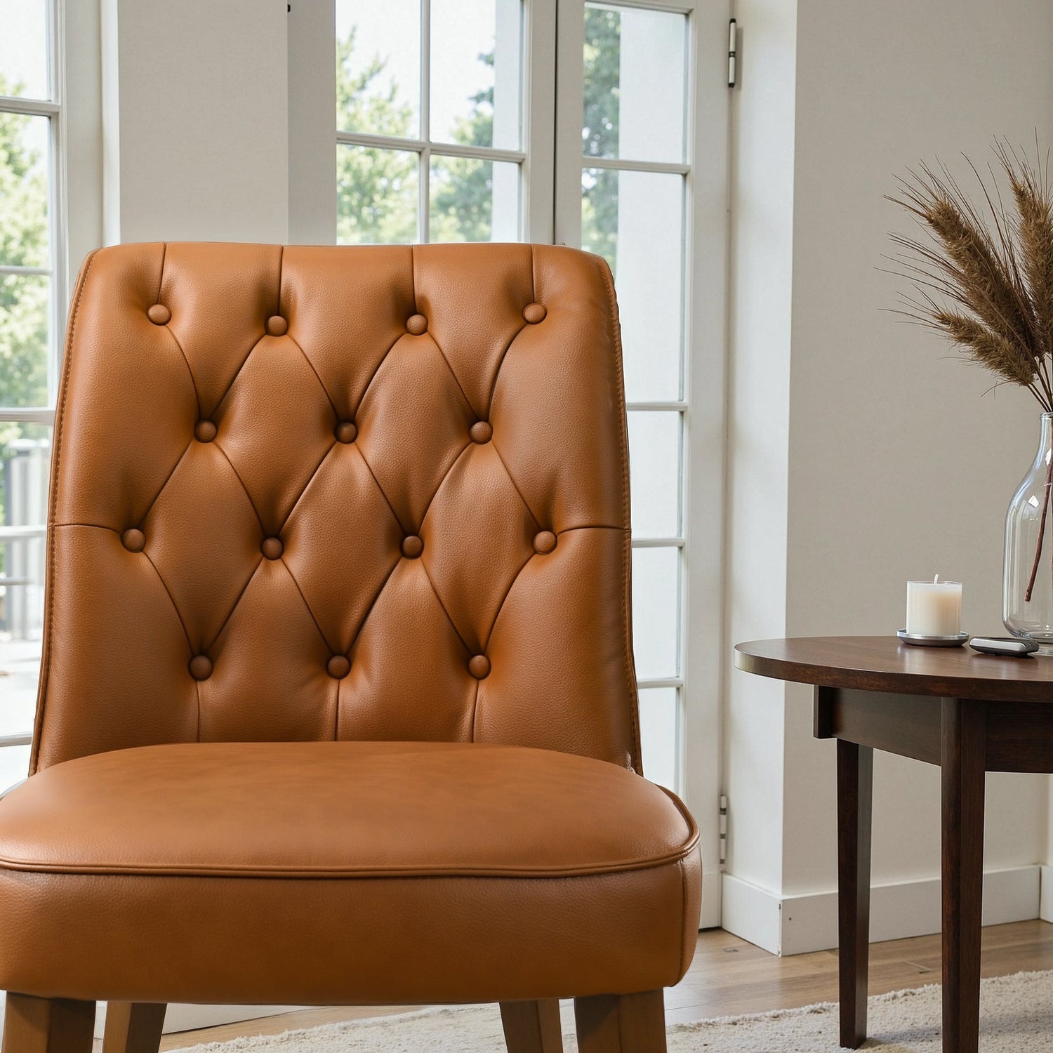 Belmont Cognac Vegan Leather Dining Chair - Set Of 2 - DCH00404401