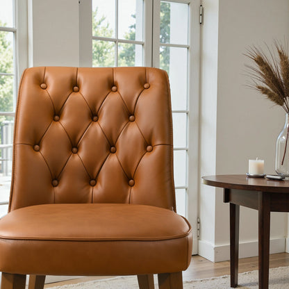 Belmont Cognac Vegan Leather Dining Chair - Set Of 2 - DCH00404401