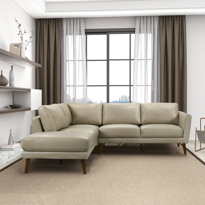 Benson Beige Leather Sectional Sofa Left Facing Chaise - SEC00400403