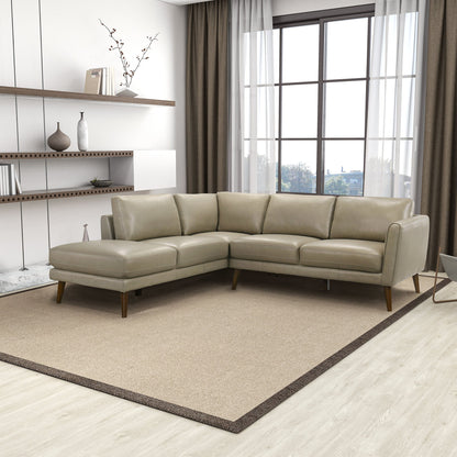 Benson Beige Leather Sectional Sofa Left Facing Chaise - SEC00400403