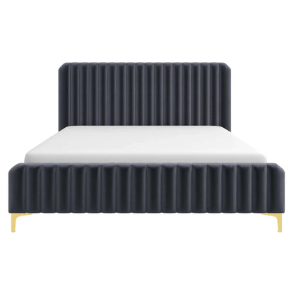 Bethany Velvet Upholstered Platform Bed Queen - BED00500103