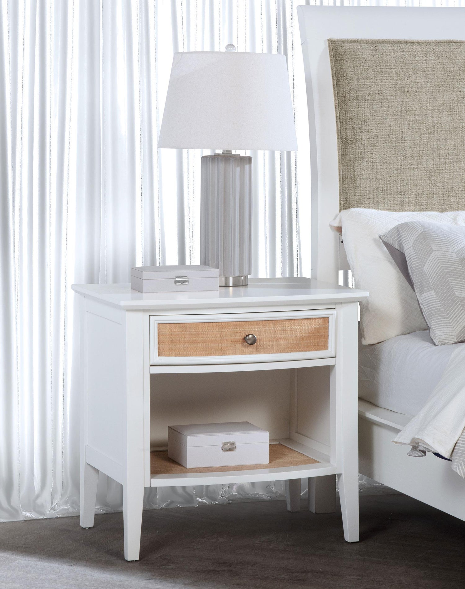 Bexhill 1-drawer Nightstand Bedside Table White - 223472