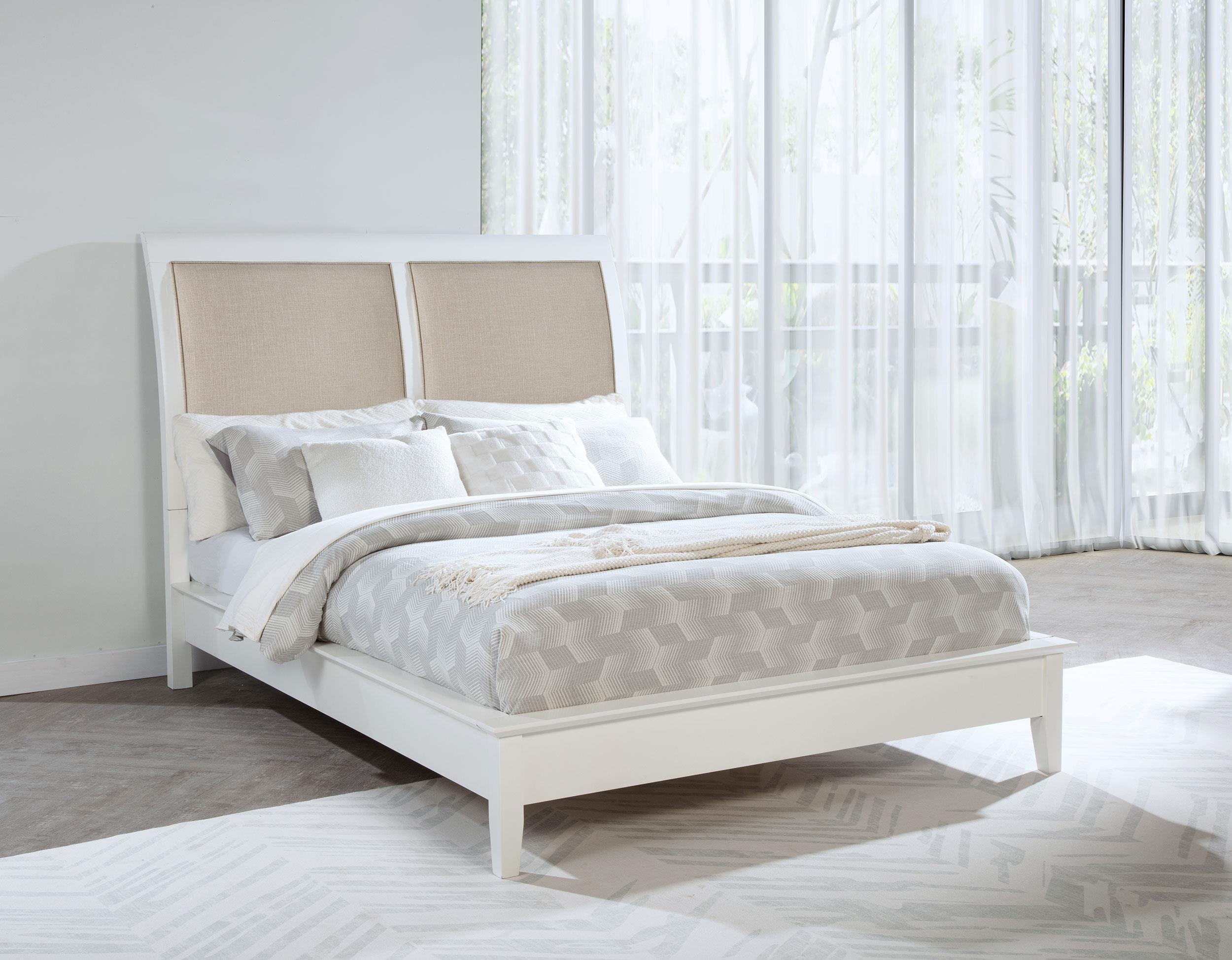 Bexhill 56-inch Upholstered California King Panel Bed White - 223471KW
