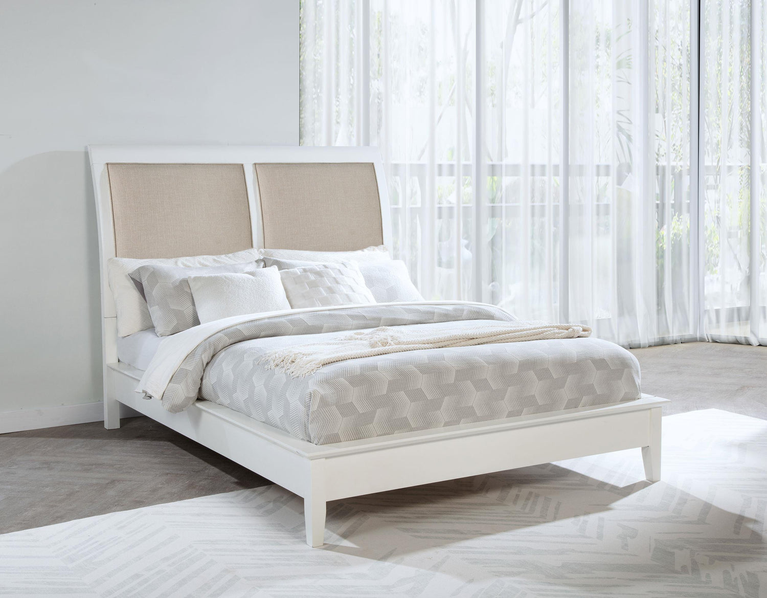 Bexhill 56-inch Upholstered Queen Panel Bed White - 223471Q