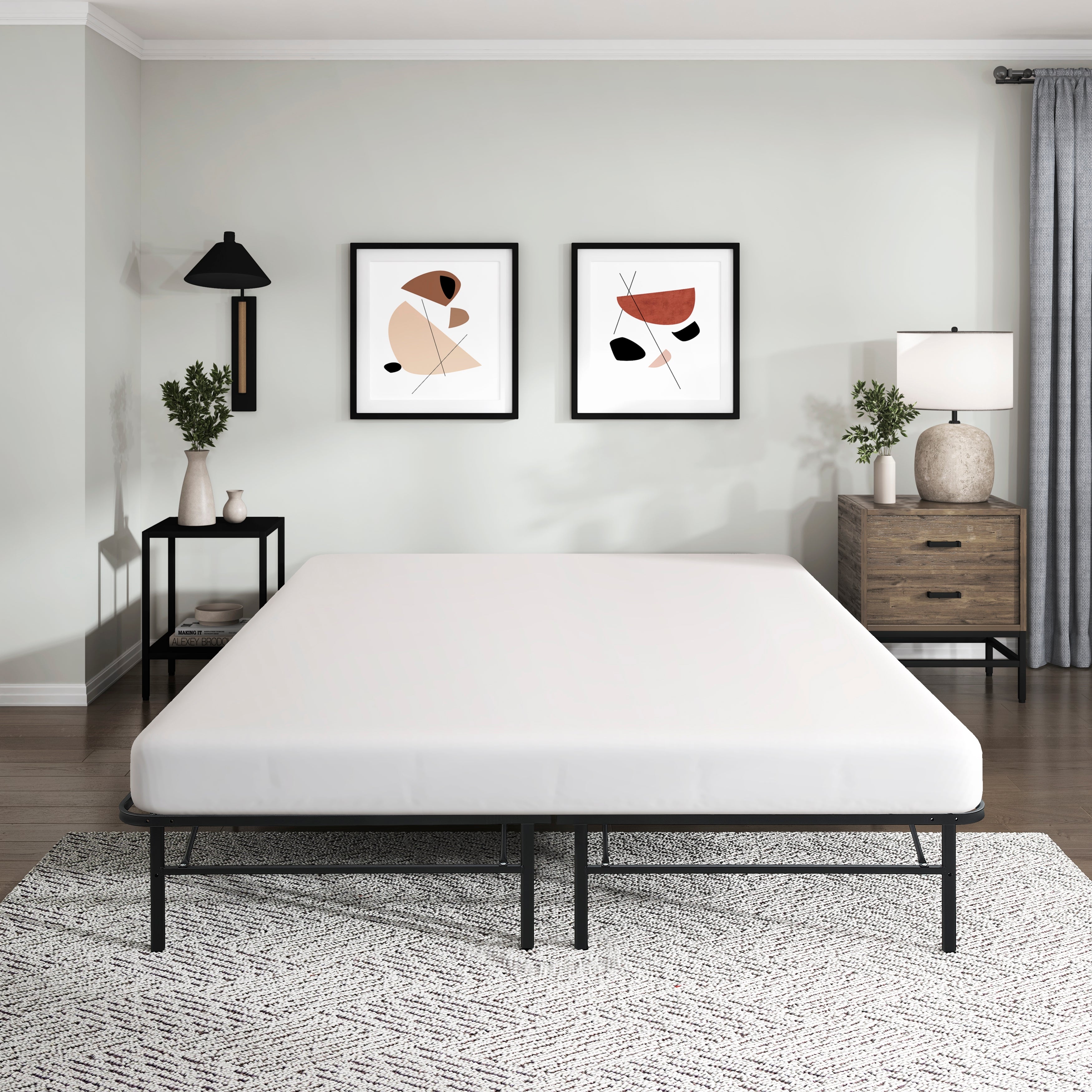 BF-1MT-EK Eastern King Foldable Metal Platform Bed Frame, Toolless - BF-1MT-EK