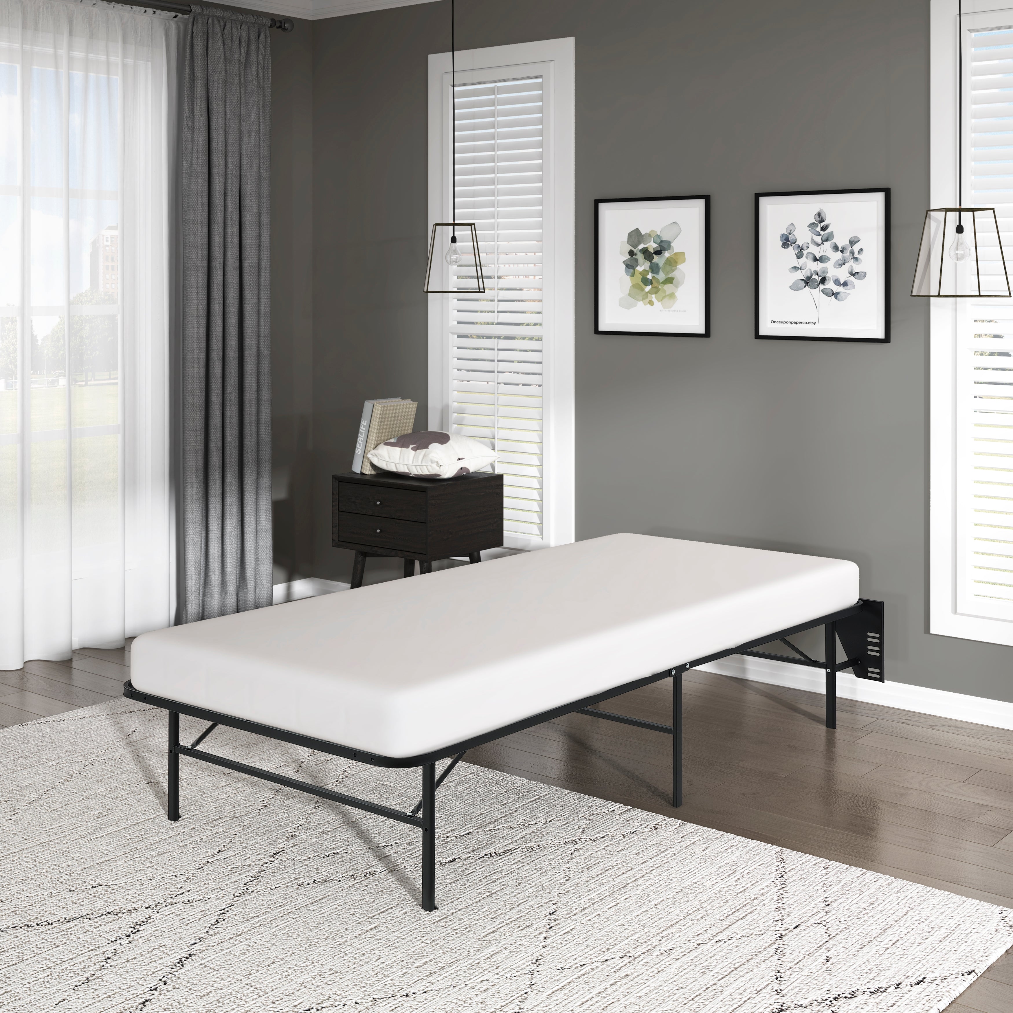 BF-1MT-T Twin Foldable Metal Platform Bed Frame, Toolless - BF-1MT-T