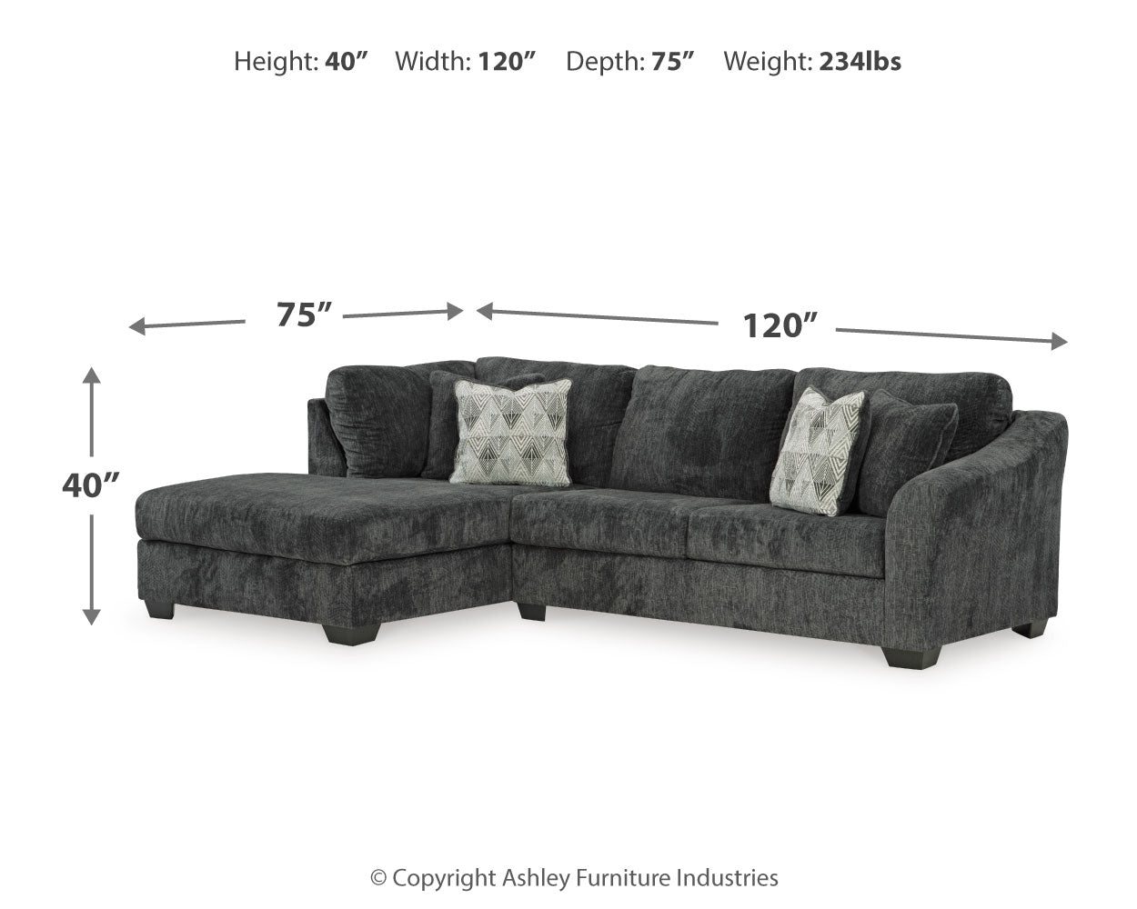 Biddeford 2-Piece Sectional with Ottoman in Shadow - PKG015089