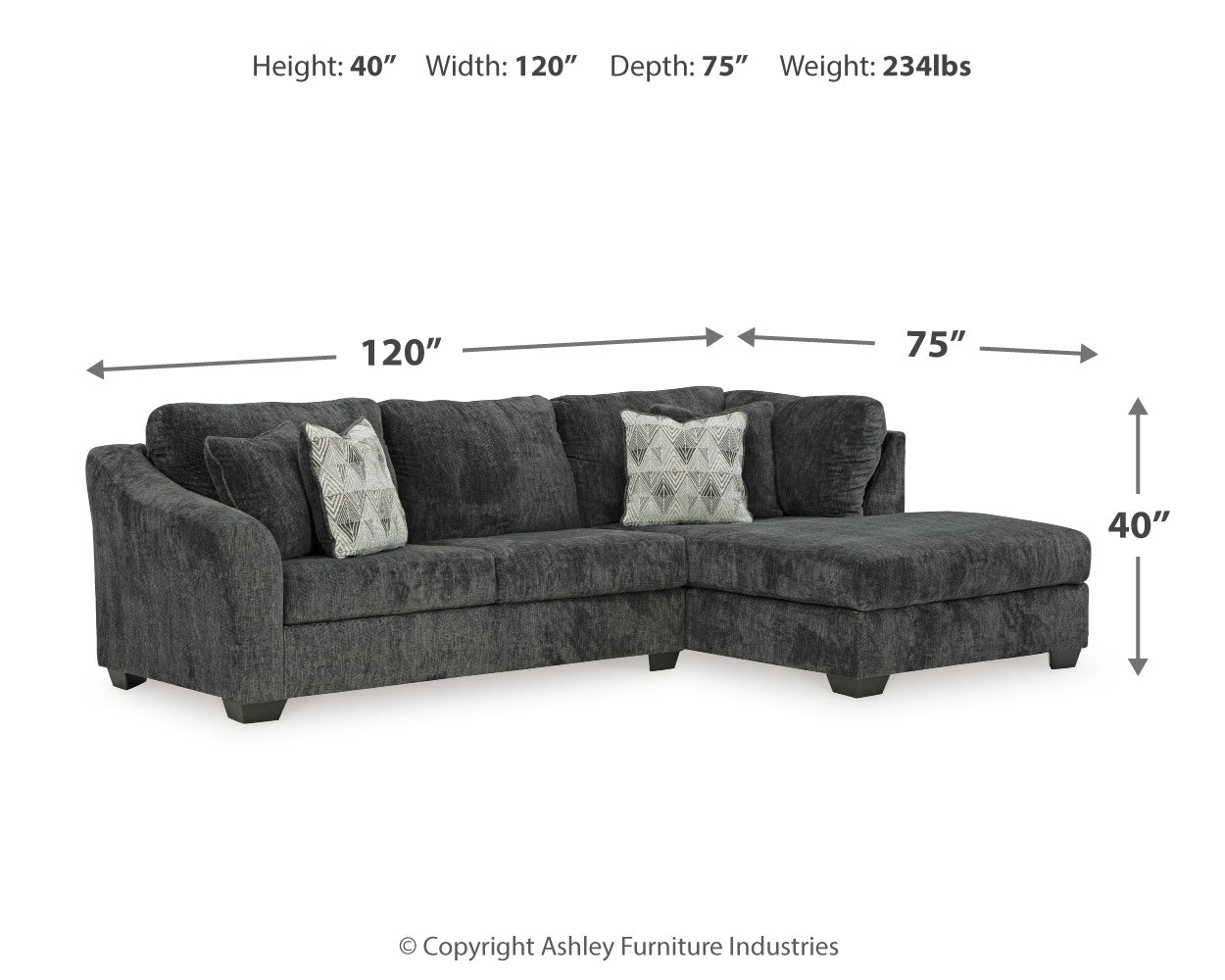 Biddeford 2-Piece Sectional with Ottoman in Shadow - PKG015090