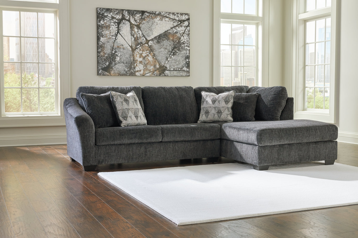 Biddeford 2-Piece Sectional with Ottoman in Shadow - PKG015090