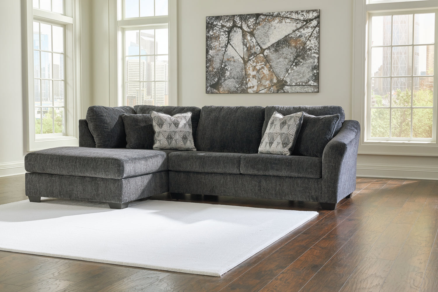 Biddeford Shadow 2-Piece Sectional and Oversized Swivel Accent Chair - 35504U2