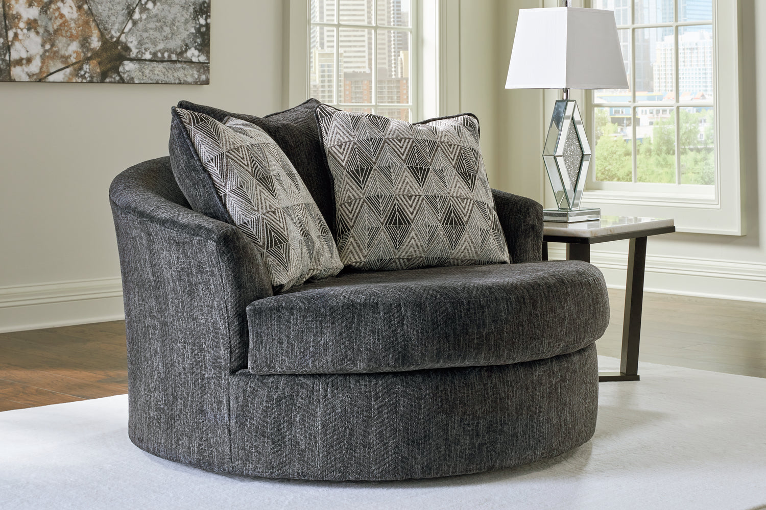 Biddeford Shadow 2-Piece Sectional and Oversized Swivel Accent Chair - 35504U2