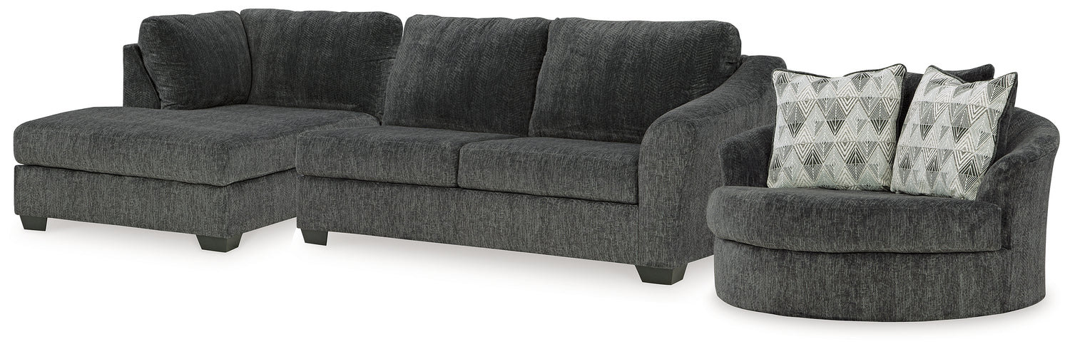 Biddeford Shadow 2-Piece Sectional and Oversized Swivel Accent Chair - 35504U2