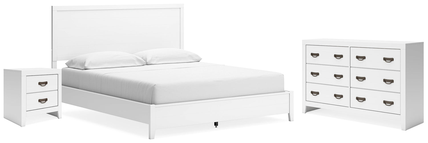 Binterglen California King Panel Bed with Dresser and Nightstand in White - PKG019199