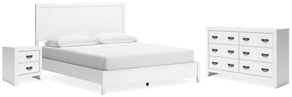 Binterglen California King Panel Bed with Dresser and Nightstand in White - PKG019199