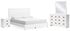 Binterglen California King Panel Bed with Mirrored Dresser and Nightstand in White - PKG016796