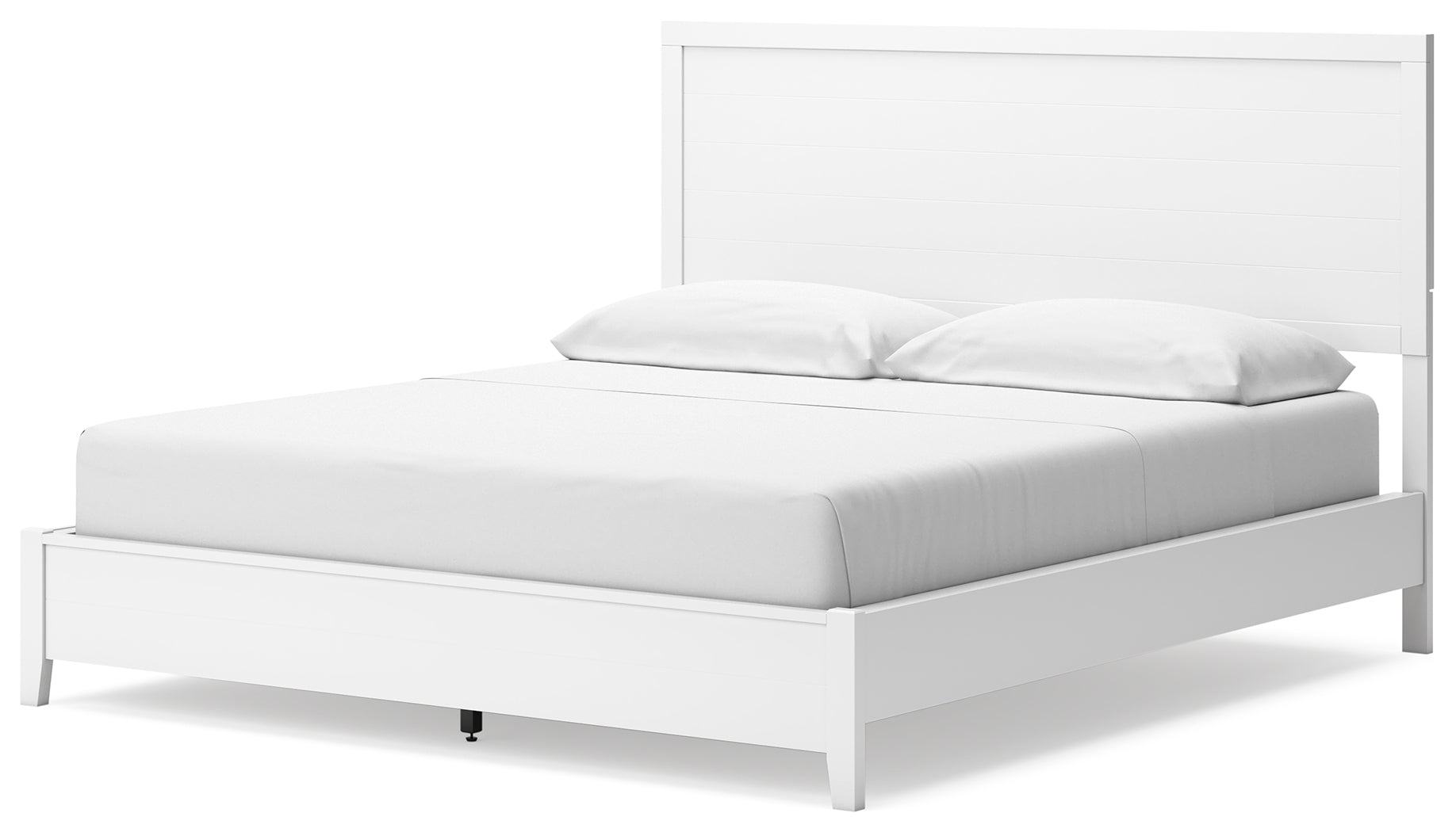 Binterglen California King Panel Bed with Mirrored Dresser, Chest and 2 Nightstands in White - PKG016795