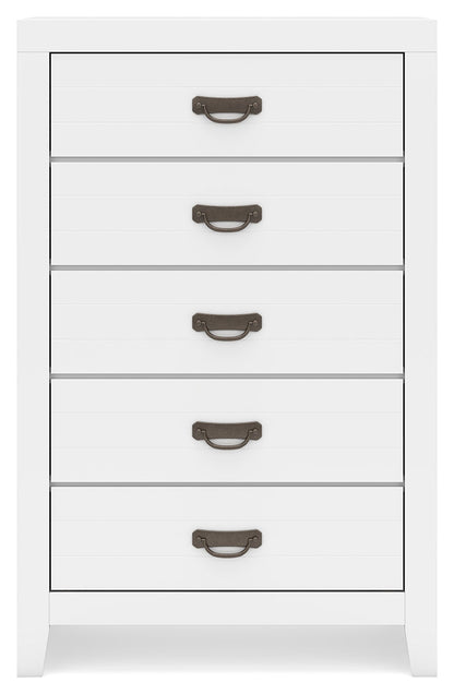 Binterglen California King Panel Bed with Mirrored Dresser, Chest and Nightstand in White from Ashley - Luna Furniture