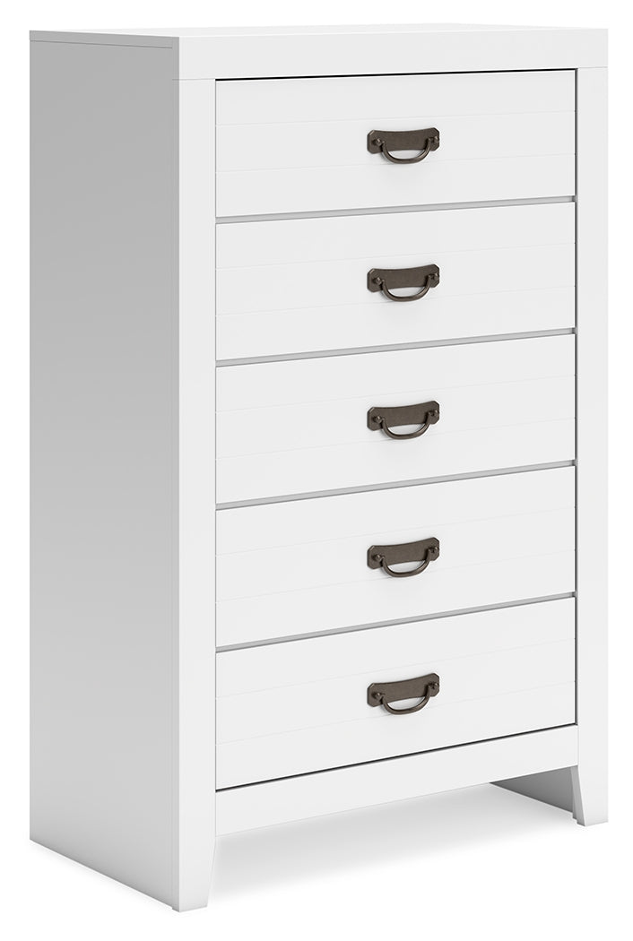 Binterglen California King Panel Bed with Mirrored Dresser, Chest and Nightstand in White from Ashley - Luna Furniture