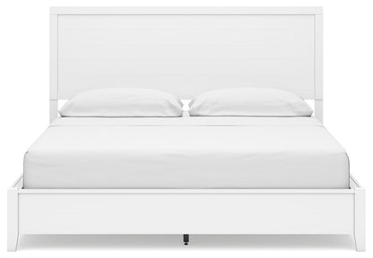 Binterglen California King Panel Bed with Mirrored Dresser, Chest and Nightstand in White from Ashley - Luna Furniture