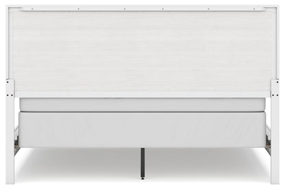 Binterglen California King Panel Bed with Mirrored Dresser, Chest and Nightstand in White from Ashley - Luna Furniture