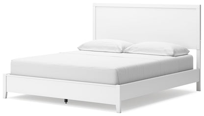 Binterglen California King Panel Bed with Mirrored Dresser, Chest and Nightstand in White from Ashley - Luna Furniture