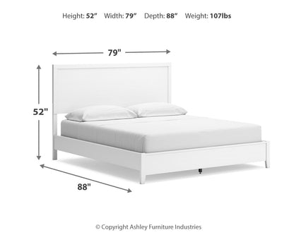 Binterglen California King Panel Bed with Mirrored Dresser, Chest and Nightstand in White from Ashley - Luna Furniture