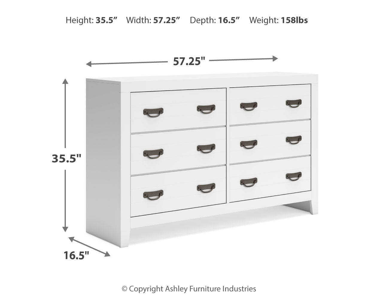 Binterglen Full Panel Bed with Dresser and Nightstand in White - PKG019198