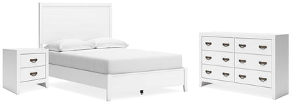 Binterglen Full Panel Bed with Dresser and Nightstand in White - PKG019198